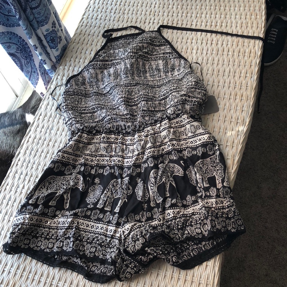 elephant print halter romper